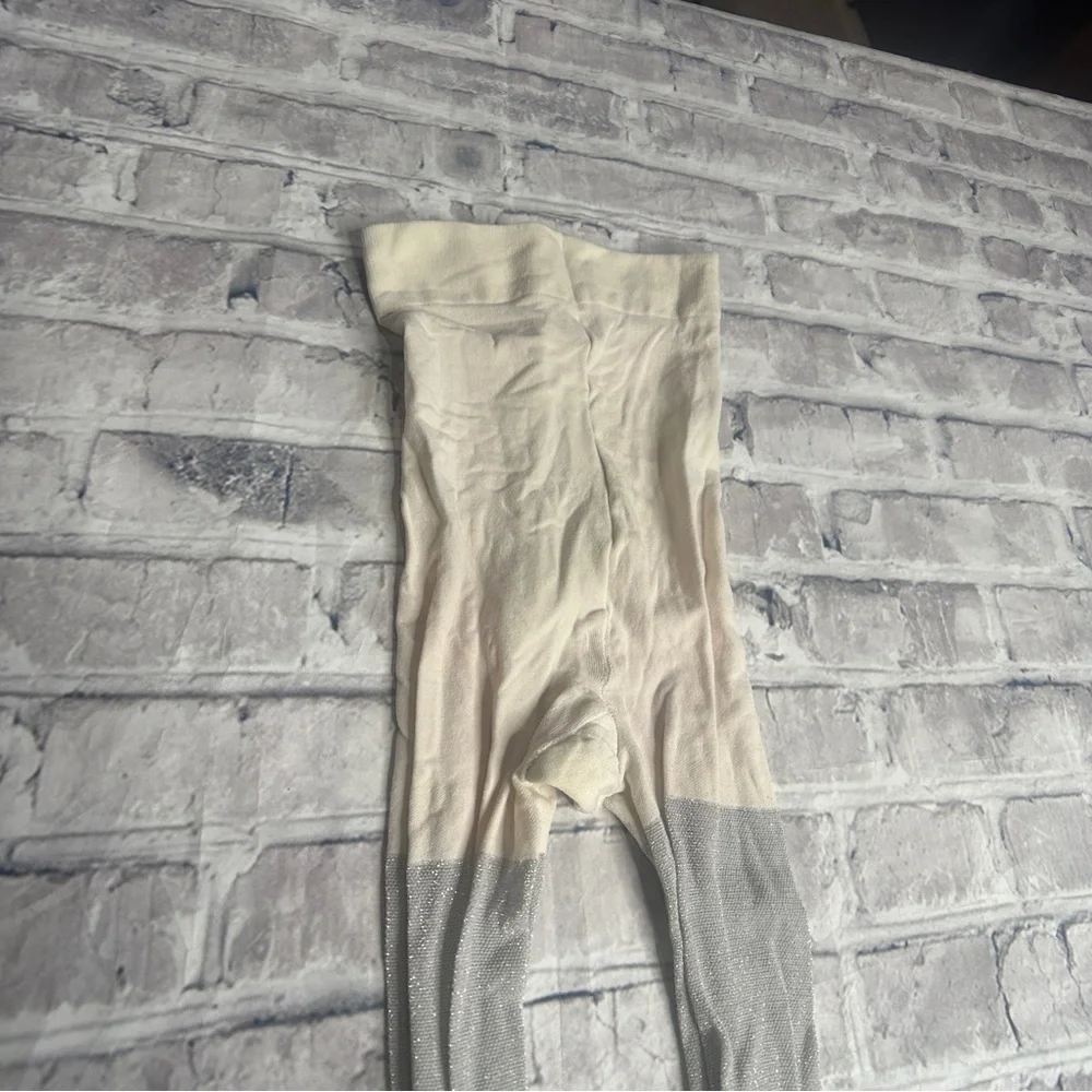 EUC Target Cream and Gray Sparklie Kids Tights Size 12-14